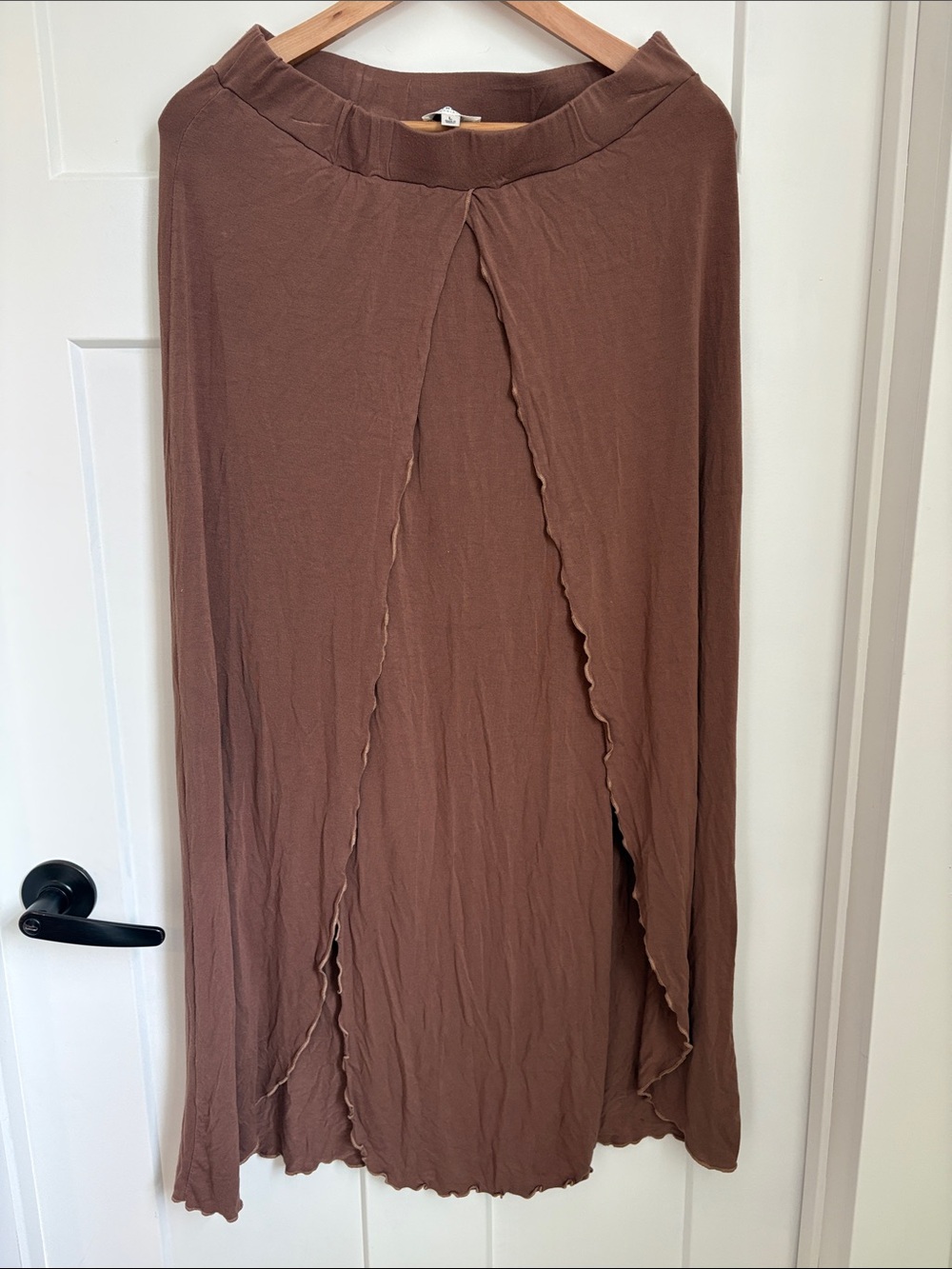 EARTHBOUND Brown Asymmetrical Split Maxi Skirt